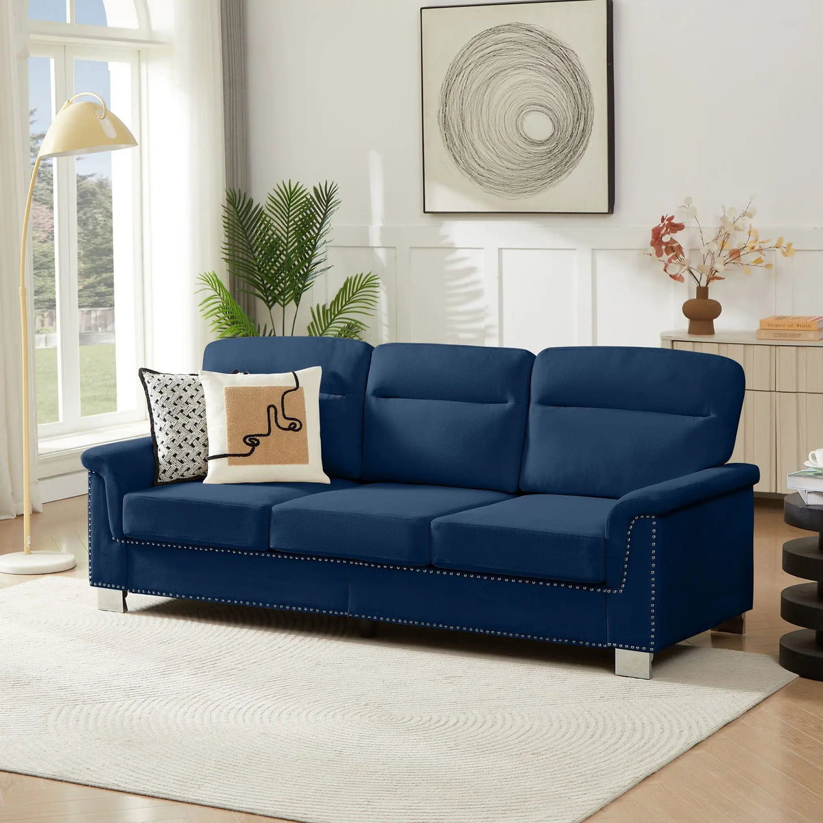 3 Seater Stationary Sofa | High-Density Foam And Spring Pack | 84.2 Inch Length | Solid Structure