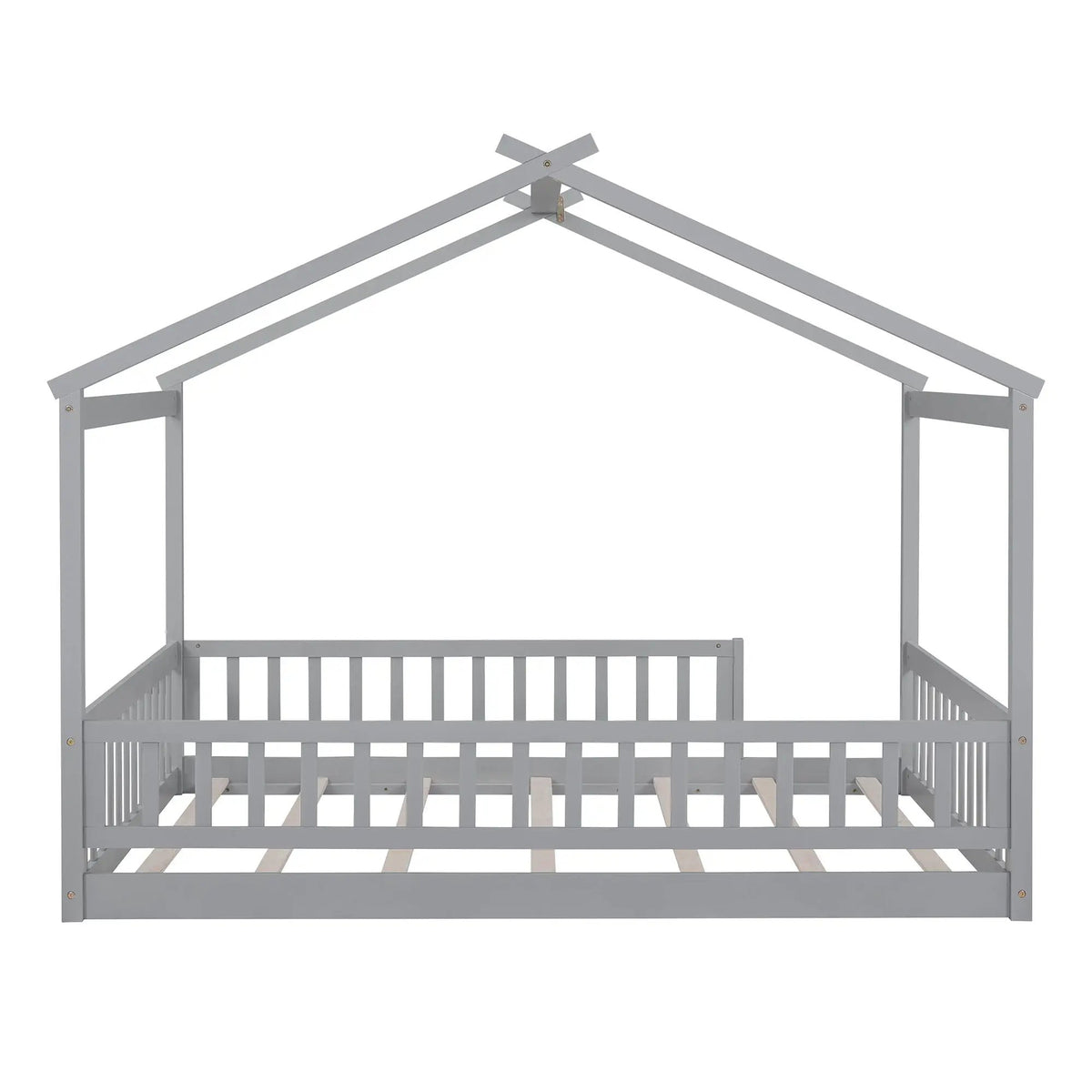 Kids Bed Frame | Playhouse Design | Roof And Fence | Toddler Size