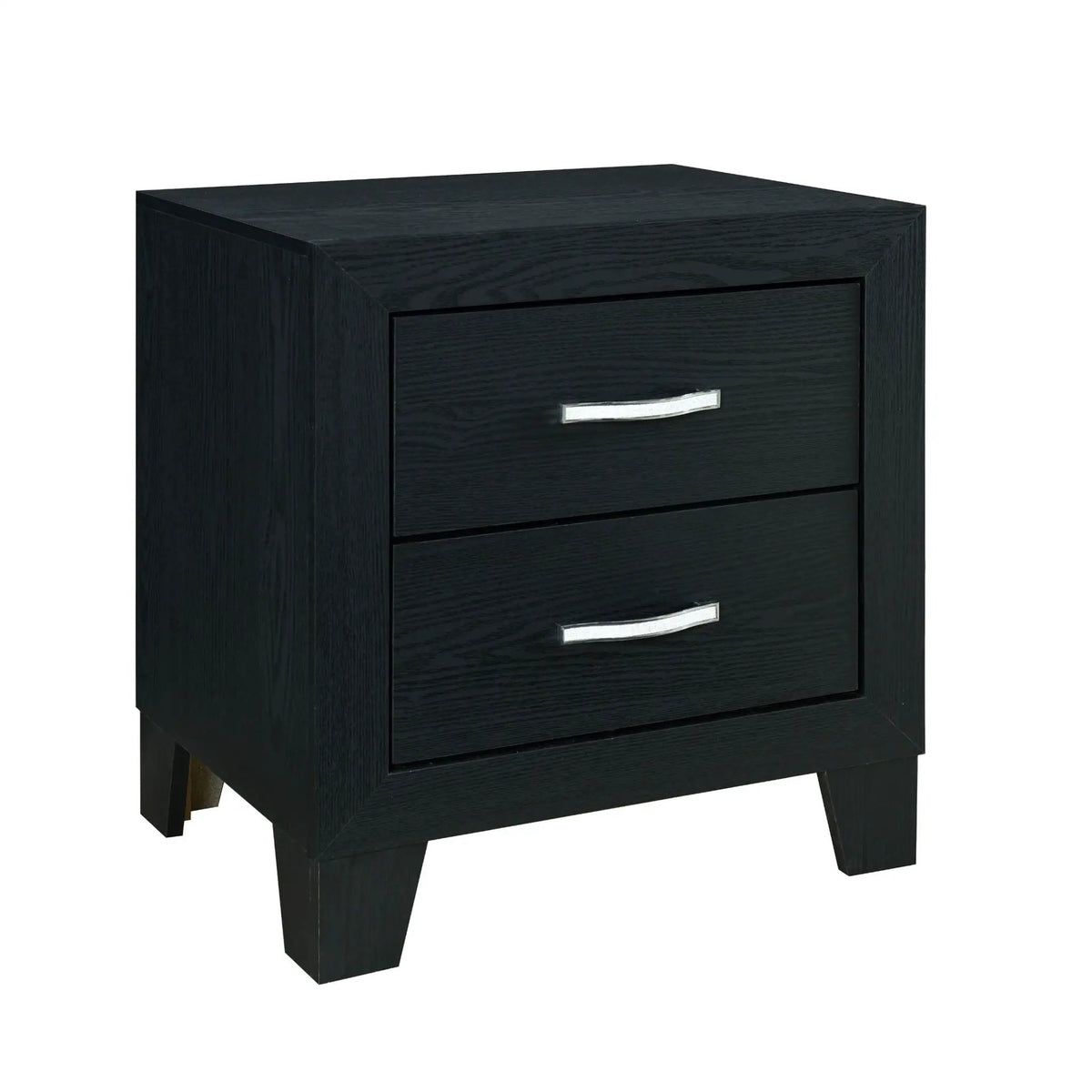 Carlos Nightstand | Black Wood Finish | 2 Drawers | Modern Design