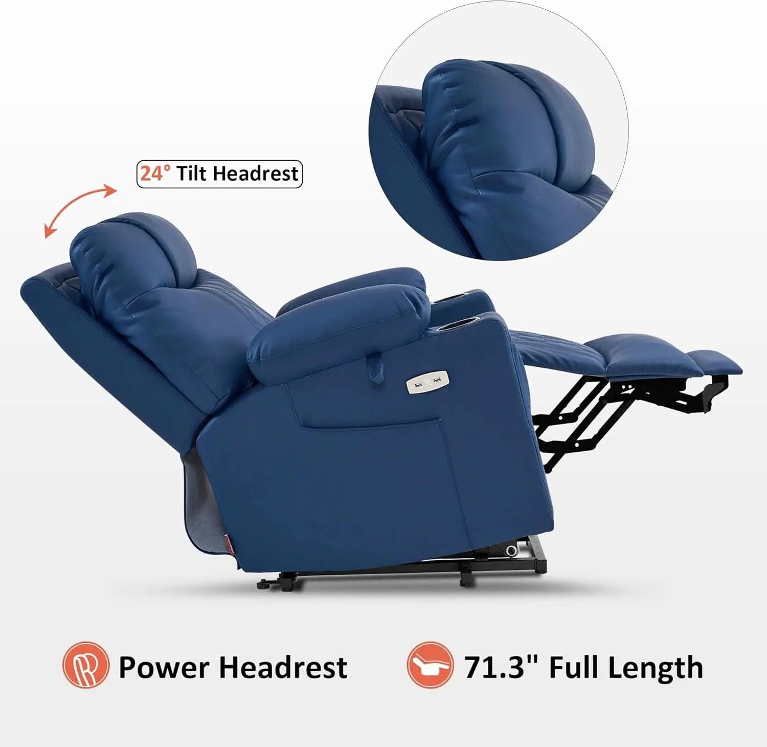 Petite Power Lift Recliner With Massage Blue USB Ports from PriceLows™