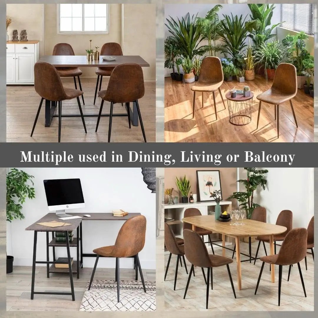 Mid Century Modern Upholstered Dining Chairs, Brown from PriceLows™