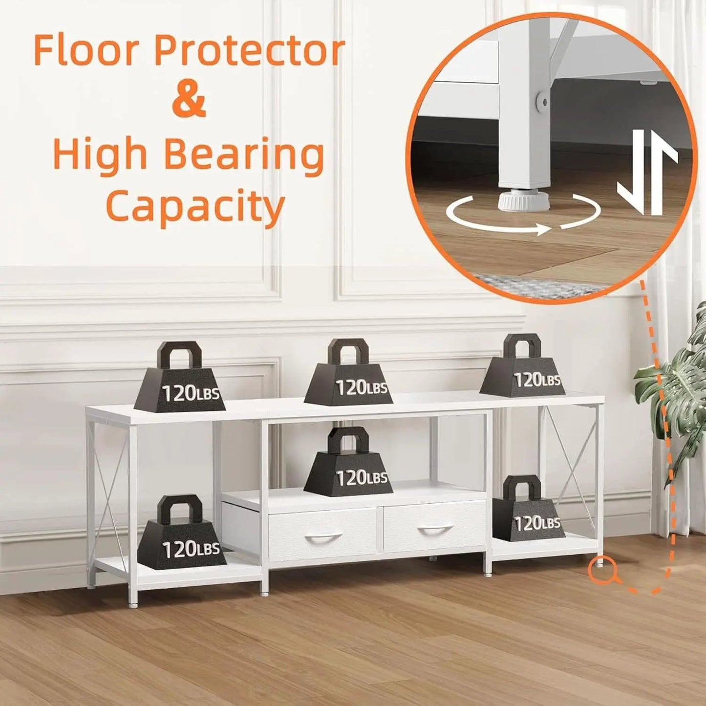 TV Stand For 55 To 65 Inch TV With Fabric Drawers Sturdy from PriceLows™