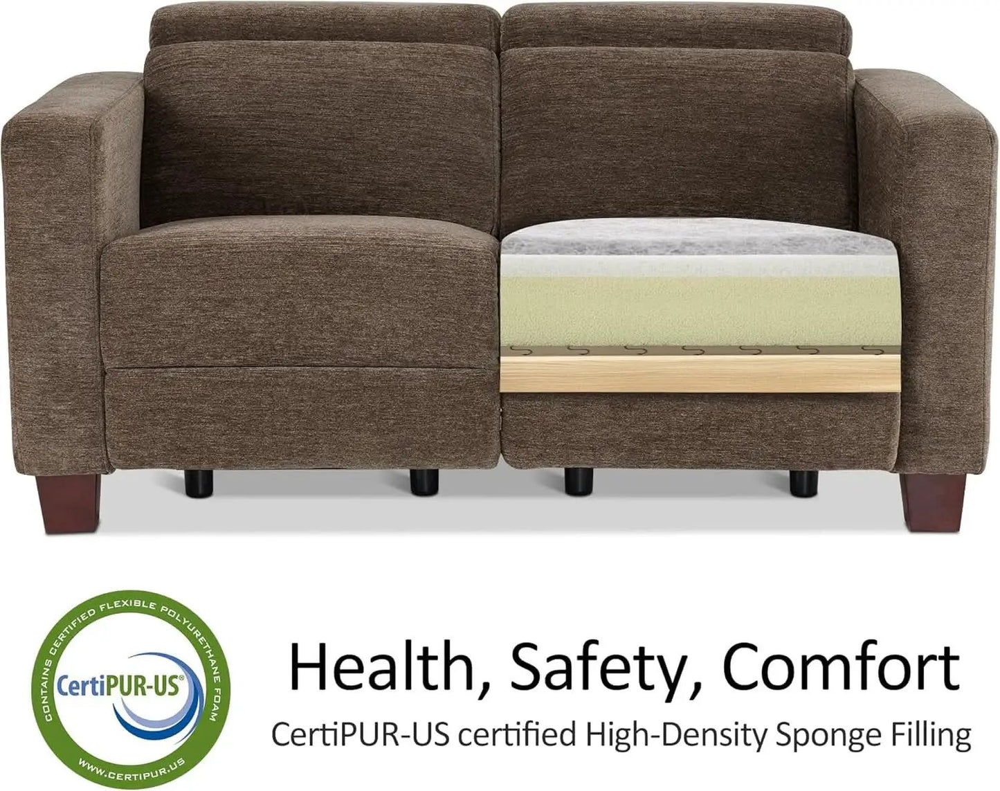 62.2 Inch Wall Hugger Power Loveseat Recliner with Adjustable Headrest and USB Ports in Coffee Fabric from PriceLows™
