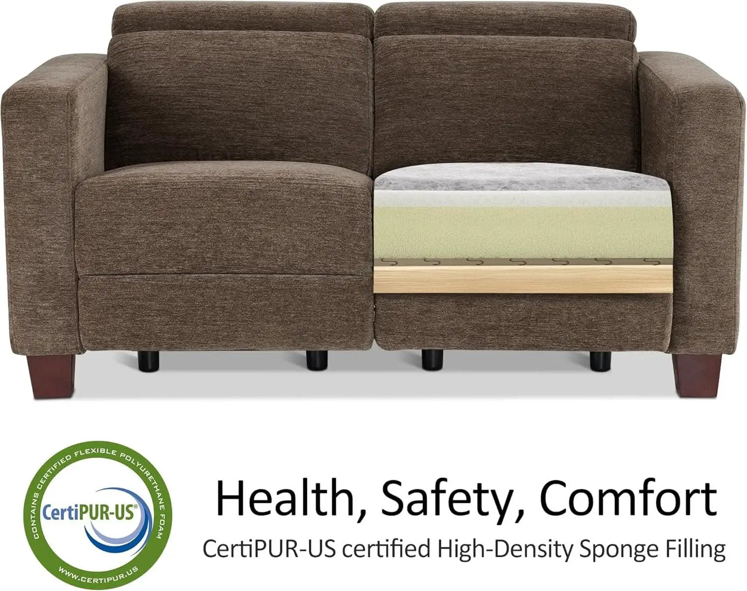 62.2 Inch Wall Hugger Power Loveseat Recliner with Adjustable Headrest and USB Ports in Coffee Fabric from PriceLows™