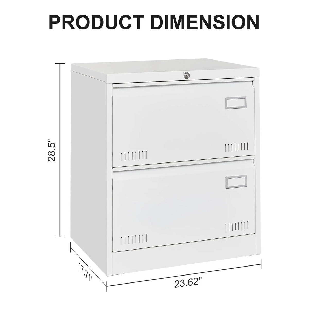 Lateral File Cabinet | 3 Drawer Locking Metal | Widened Drawers | 40 Inch Height