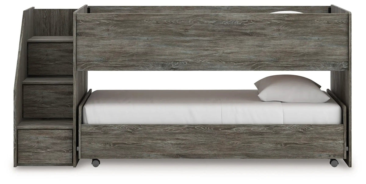 Frandern Twin Over Twin Loft Bed | Loft Bed | Engineered Wood & Metal | Gray