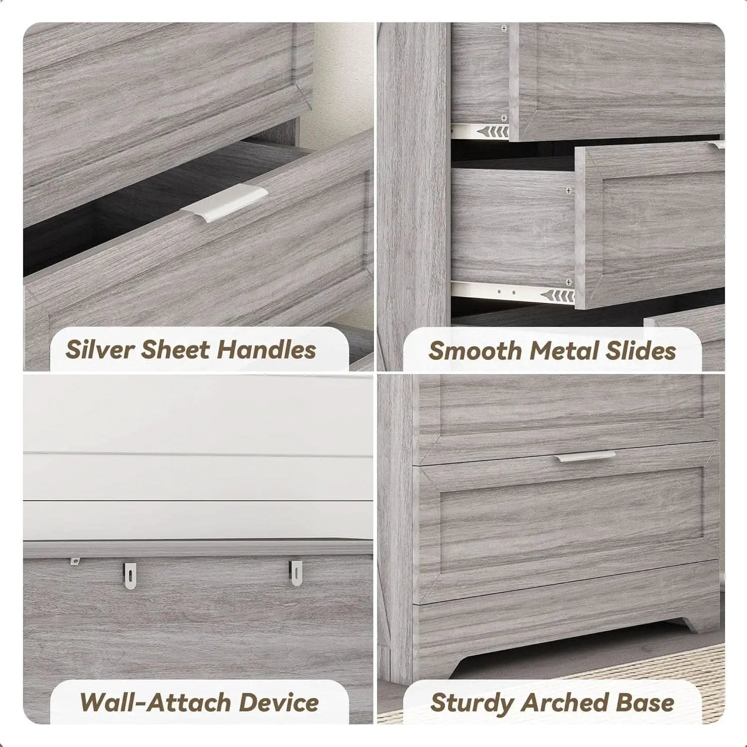 Washed Grey Farmhouse 4 Drawer Distinctive Dresser from PriceLows™