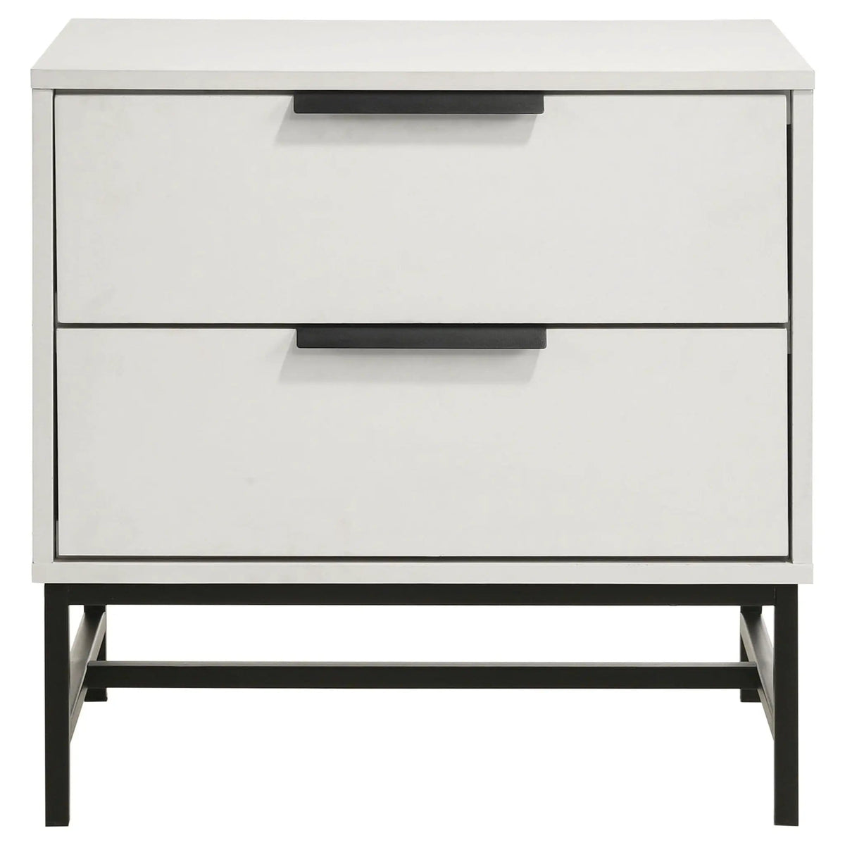Sonora 2-drawer Nightstand Bedside Table | 23.5 x 15.25 x 23.5 in | Engineered Wood & Metal | White
