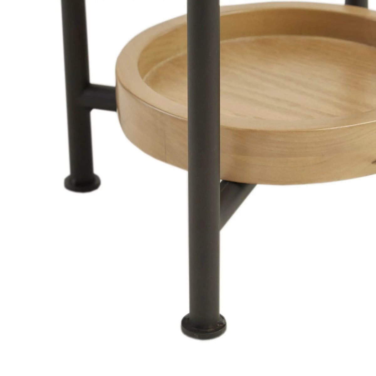 Oval End Table | White And Natural | White MDF Top | Black Metal Legs