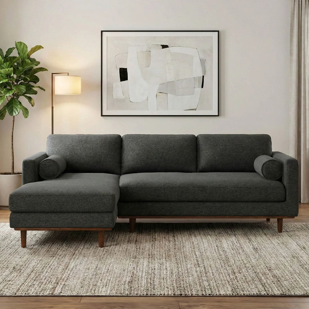 Morrison Upholstered Sectional Sofa | Genuine Aniline Leather | Chaise Cushions | 102.2 Inch Length