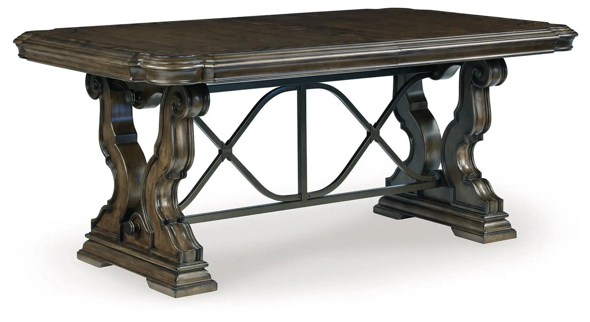 Maylee Extension Dining Table | Dark Brown | 72 Inch Base Depth | Two Extension Leaves