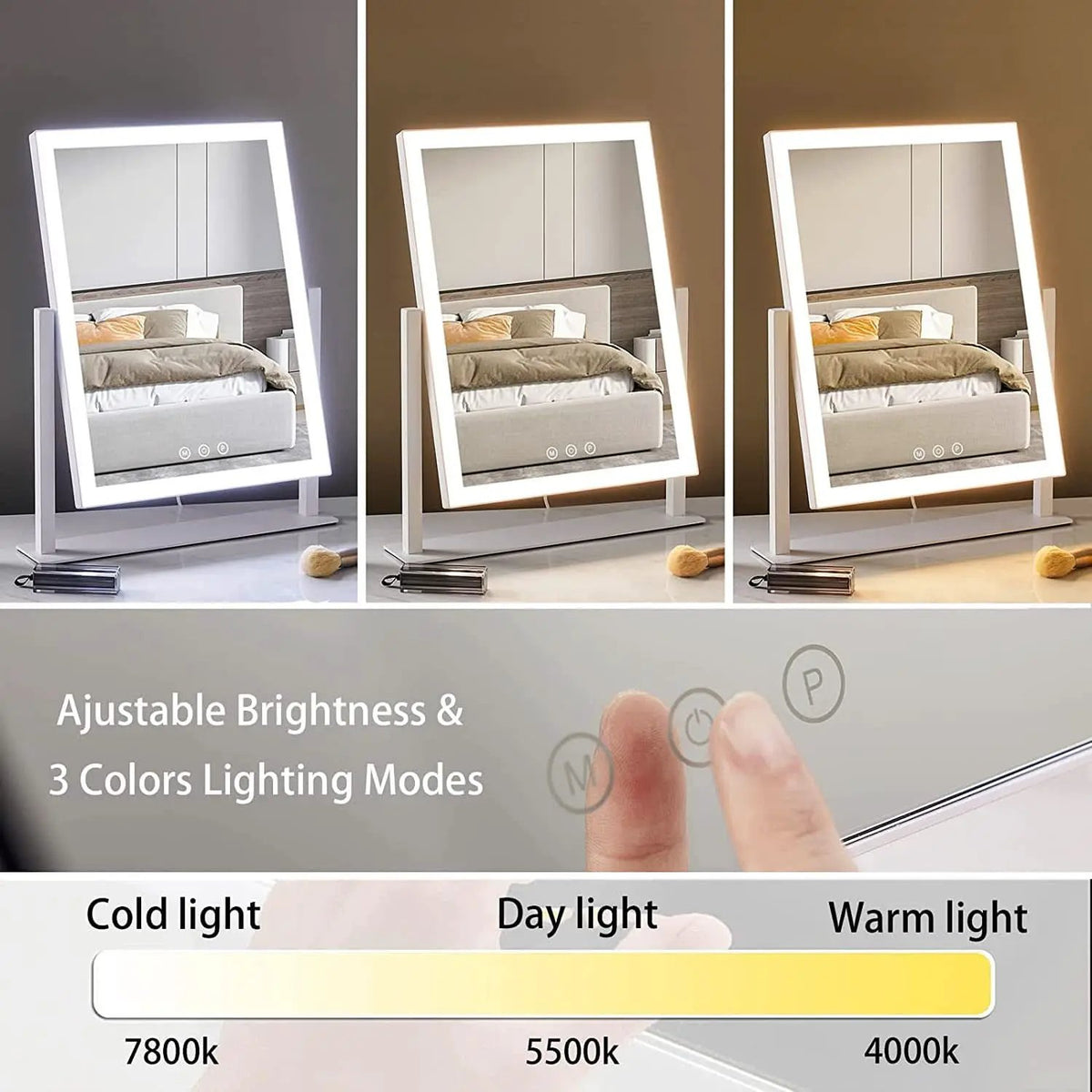 17In White Lighted Makeup Mirror 3 Color Lighting Modes And 5X Magnification from PriceLows™