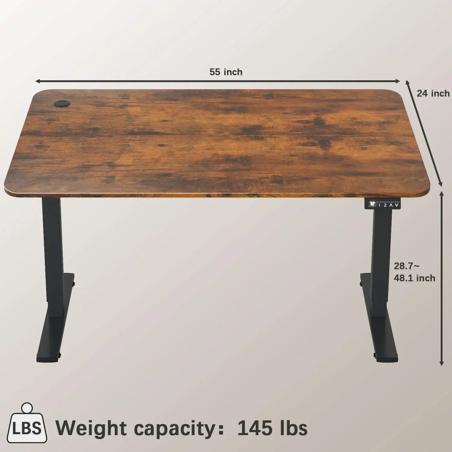 Electric Height Adjustable Standing Desk 55 X 24 Inch With Memory Presets from PriceLows™