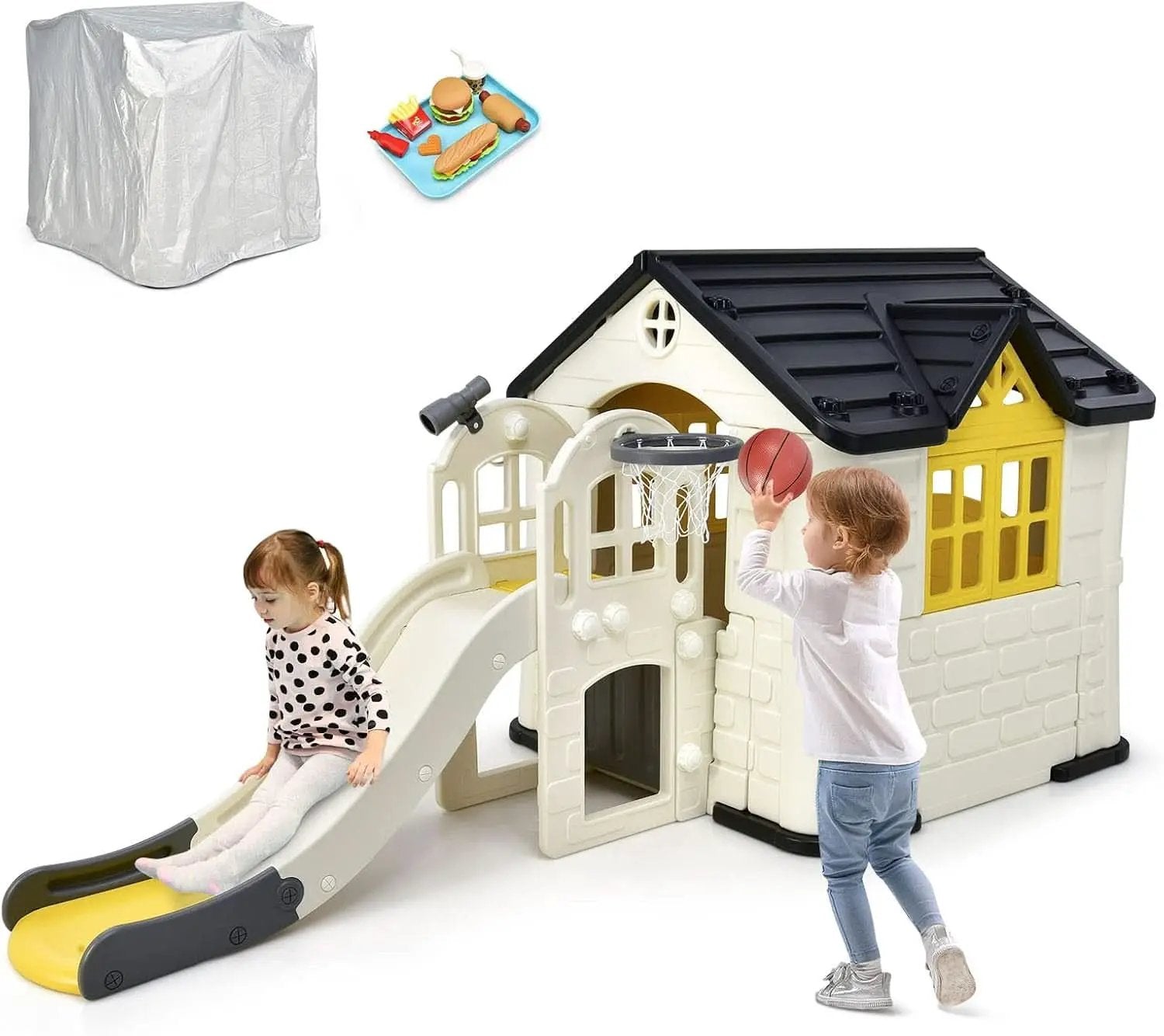 Yellow 7-In-1 Outdoor Kids Playhouse With Slide And Picnic from PriceLows™