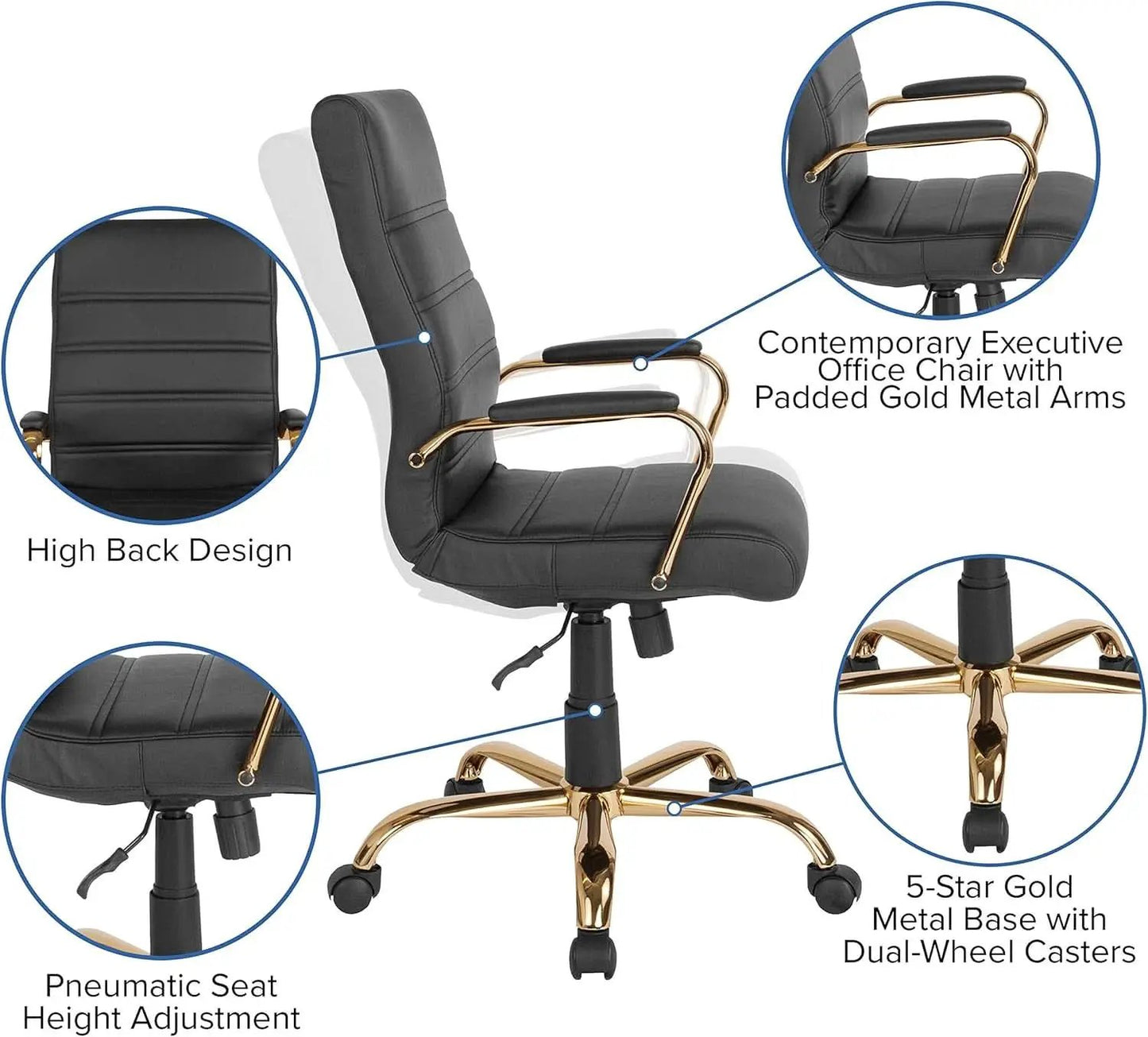Whitney Black High Back Leathersoft Desk Chair Swivel from PriceLows™