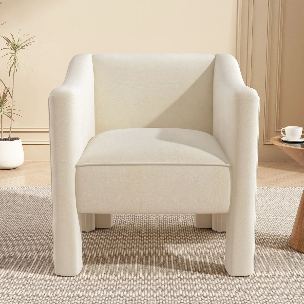 Barrel Accent Chair | Enclosed Wraparound Arms | Pill-Resistant Fabric | Ergonomic Support