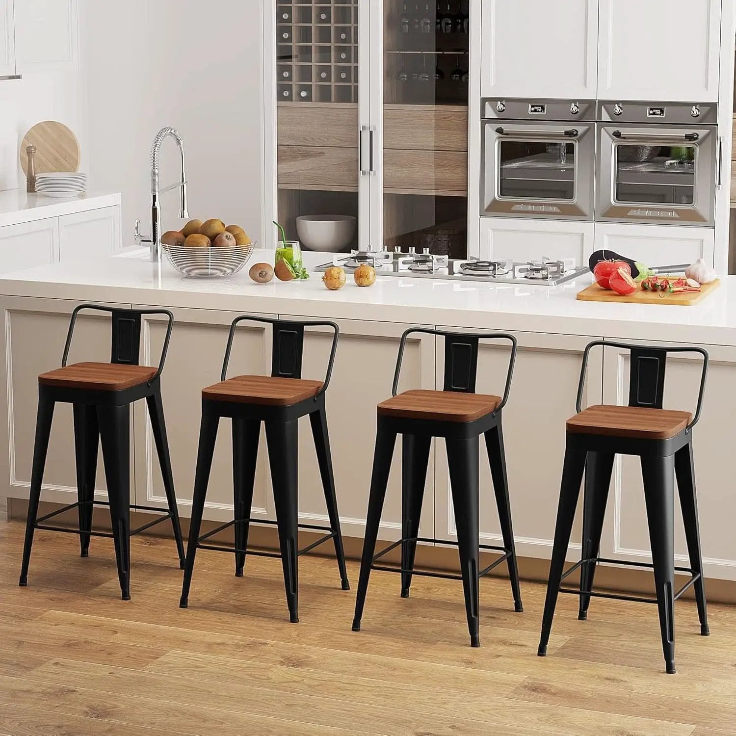 Modern Stackable Metal Bar Stools Set of Four from PriceLows™