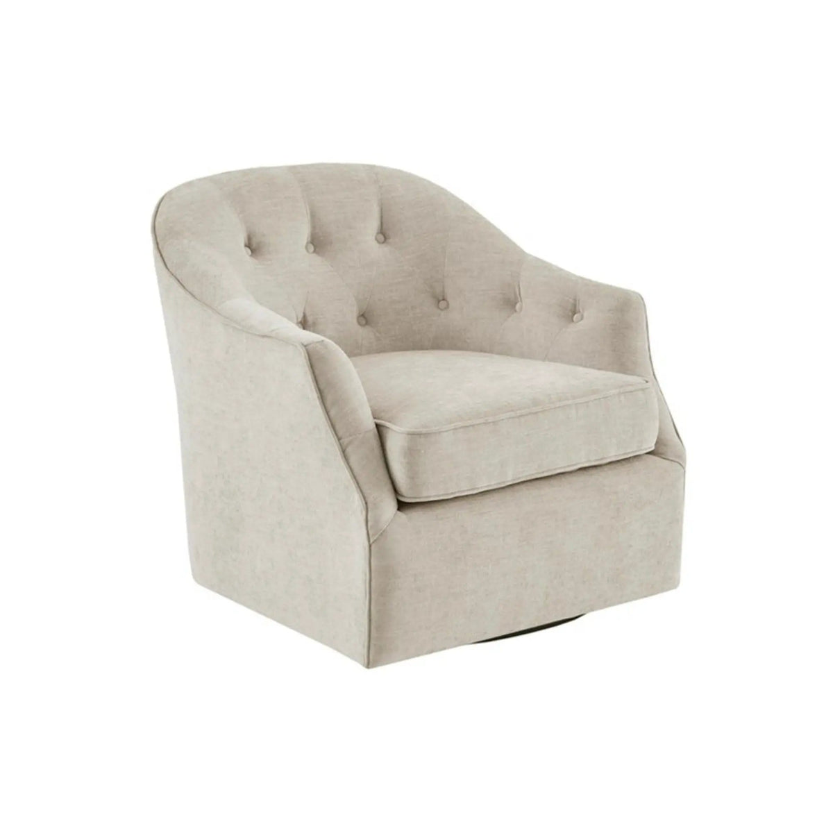 Calvin Swivel Chair With 360 Degree Rotation | 31.85 x 30.3 x 29.73 in | Solid Wood & Metal | Beige