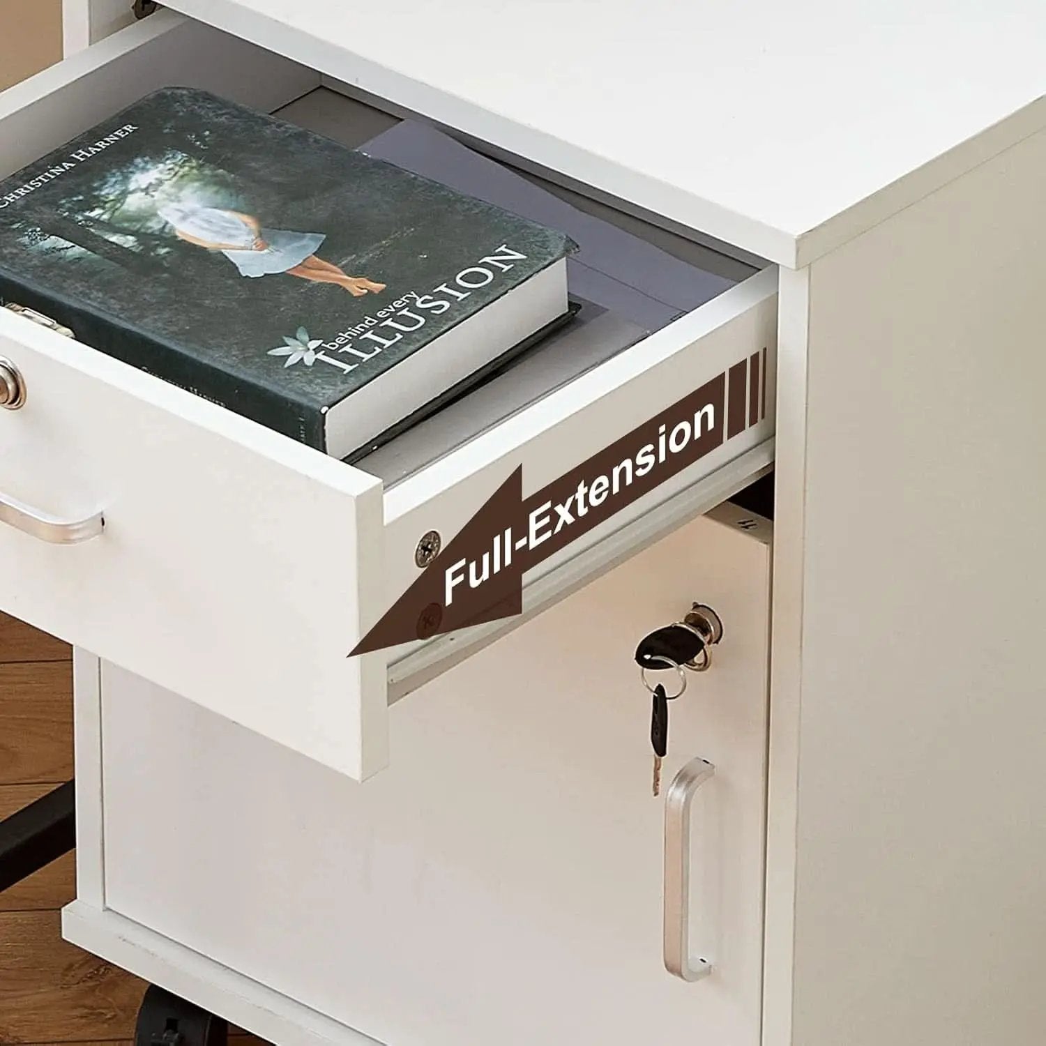 White Mobile File Cabinet With Lockable Drawer And Door from PriceLows™