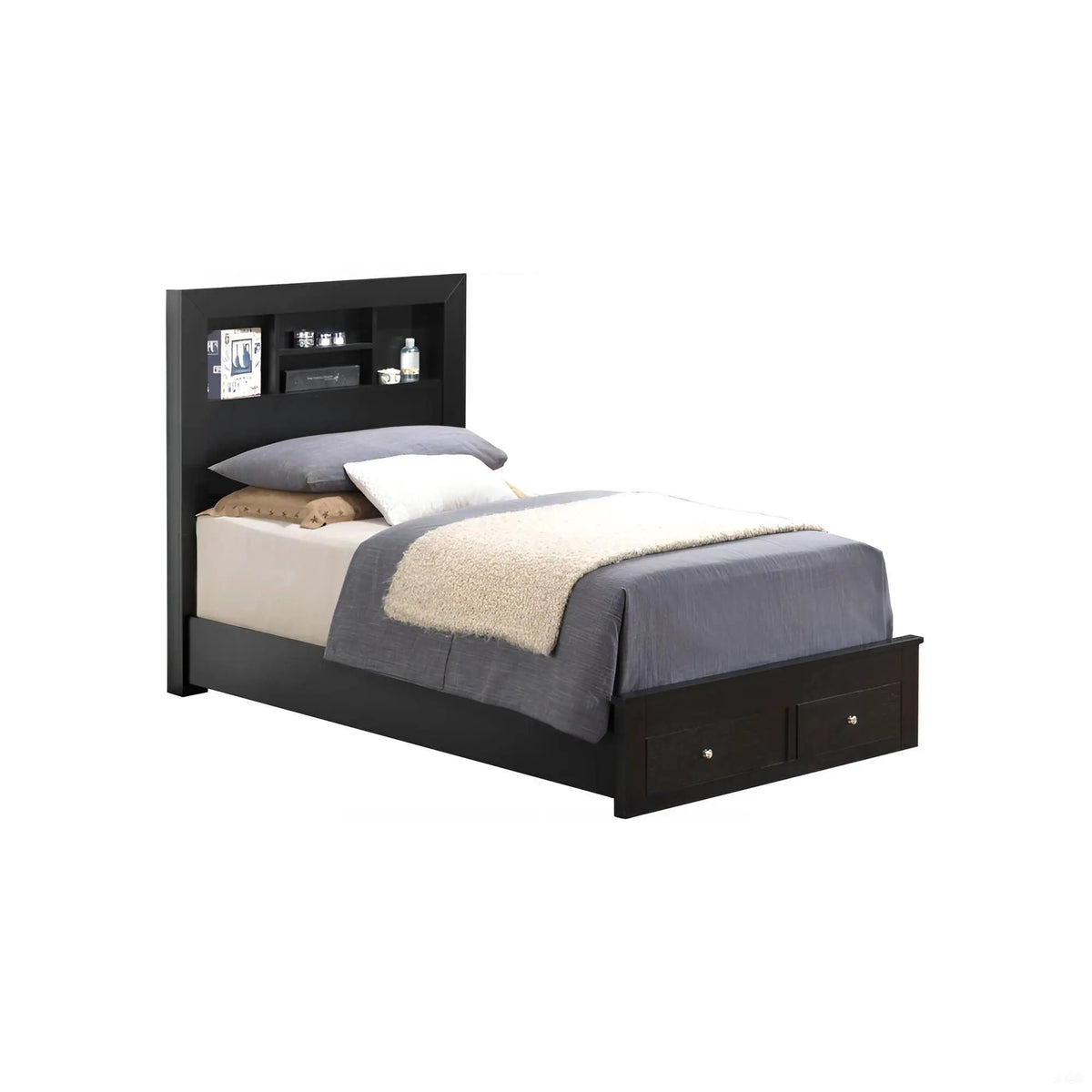 Modern Storage Bed | Ample Bedroom Storage | Wood And Manufactured Wood | 81 Inch Length