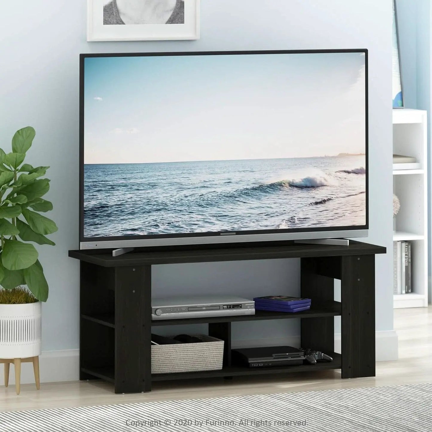 Jaya Espresso TV Stand For 50 Inch Screens Open Shelves from PriceLows™