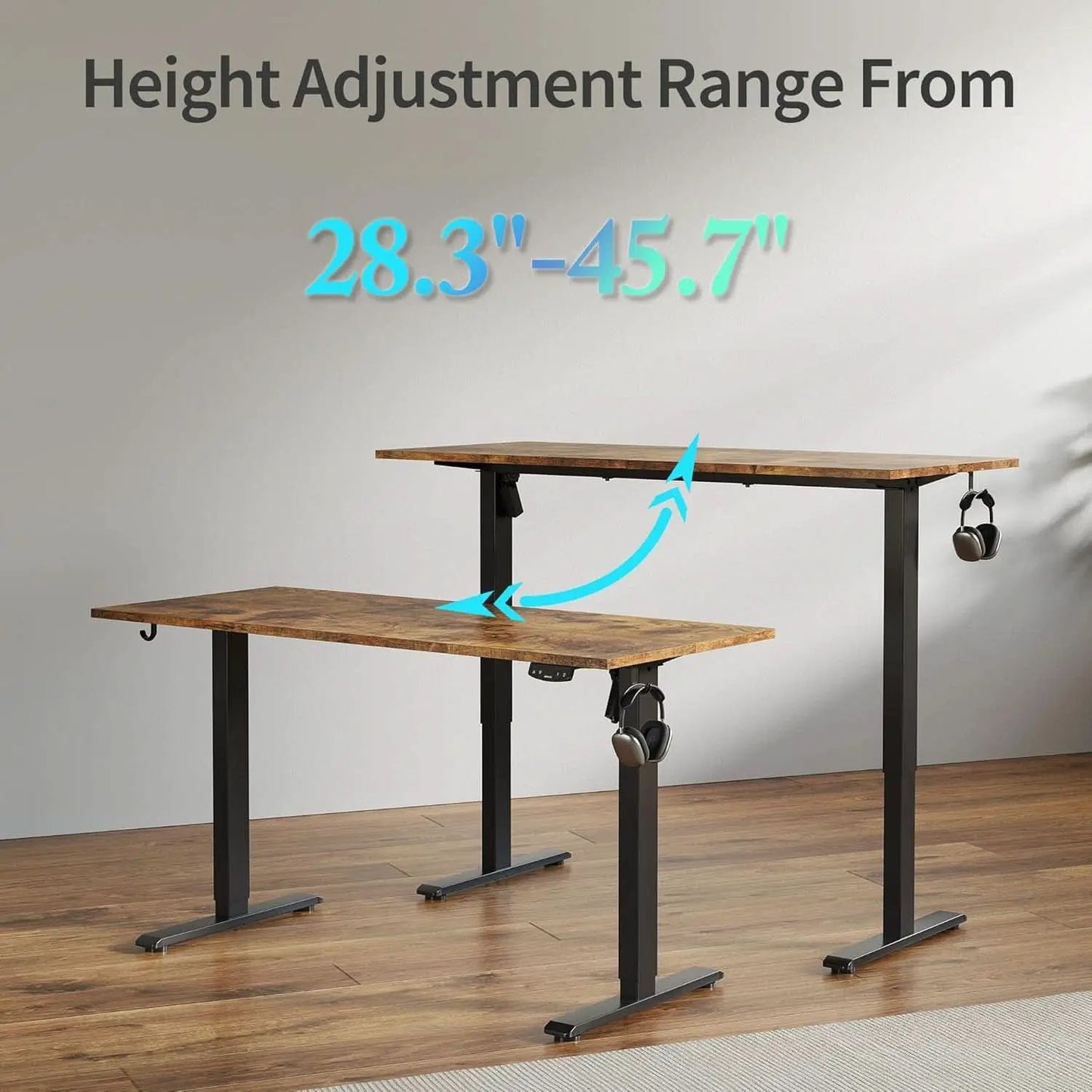 Electric Standing Desk 48x24 Height Adjustable With Memory Presets Rustic Brown from PriceLows™