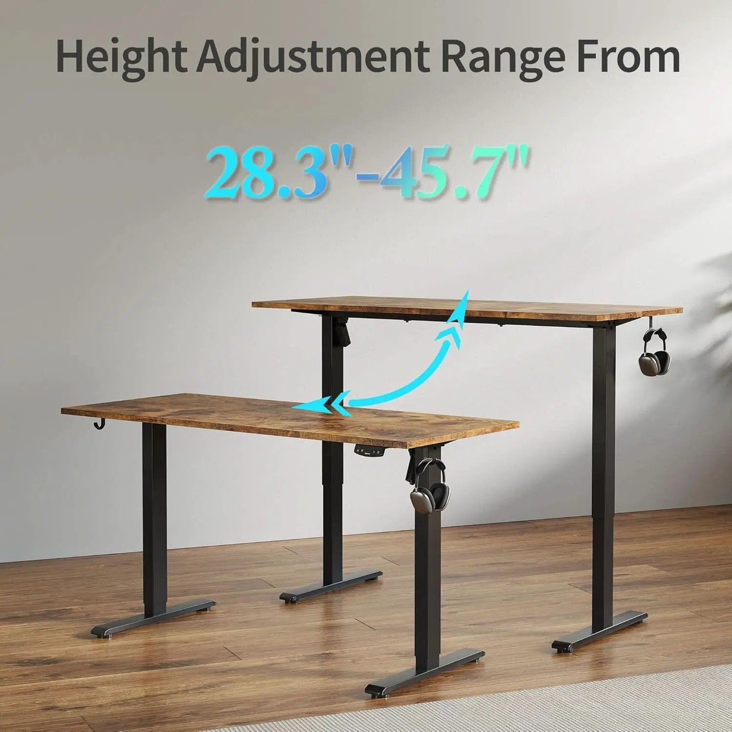 Electric Standing Desk 48x24 Height Adjustable With Memory Presets Rustic Brown from PriceLows™