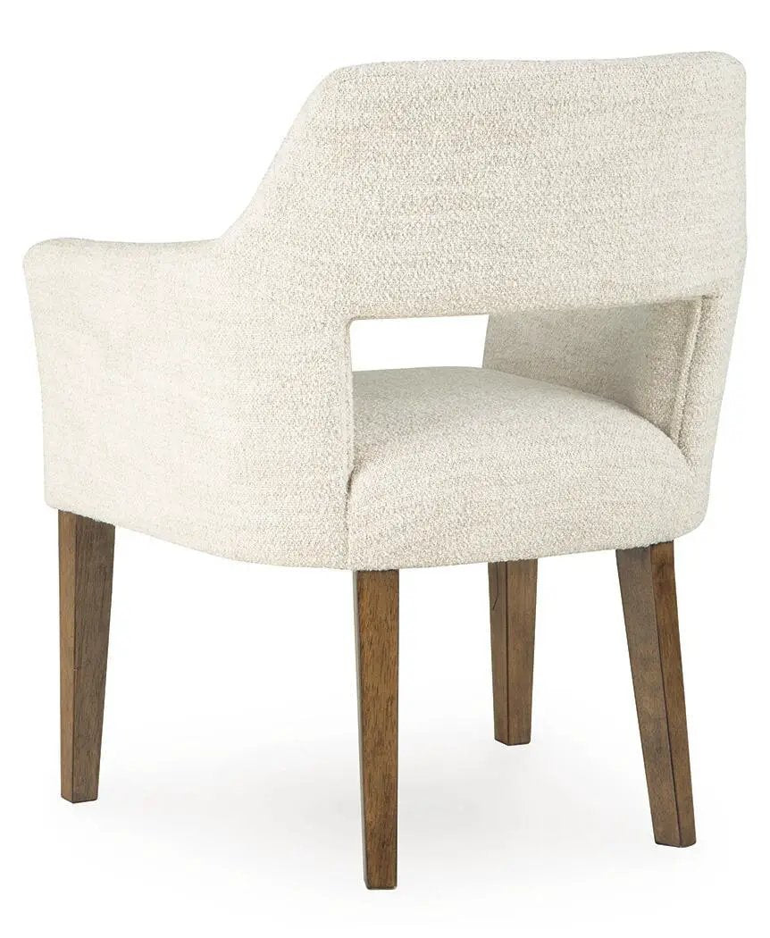 Marxmore Dining Arm Chairs | Set Of 2 | Beige And Brown | Upholstered Seats