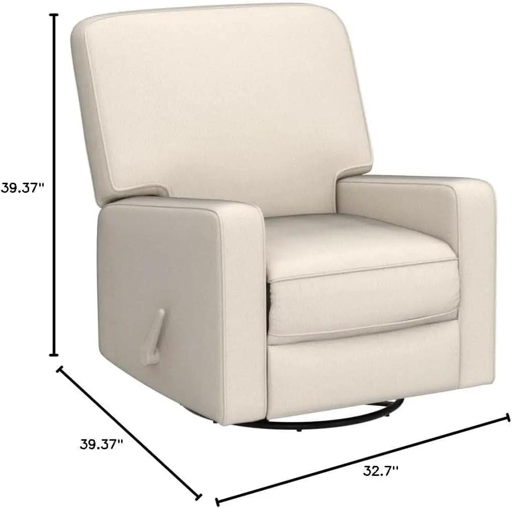 Beige Fabric Swivel Rocker Recliner Armchair DeepSeat from PriceLows™
