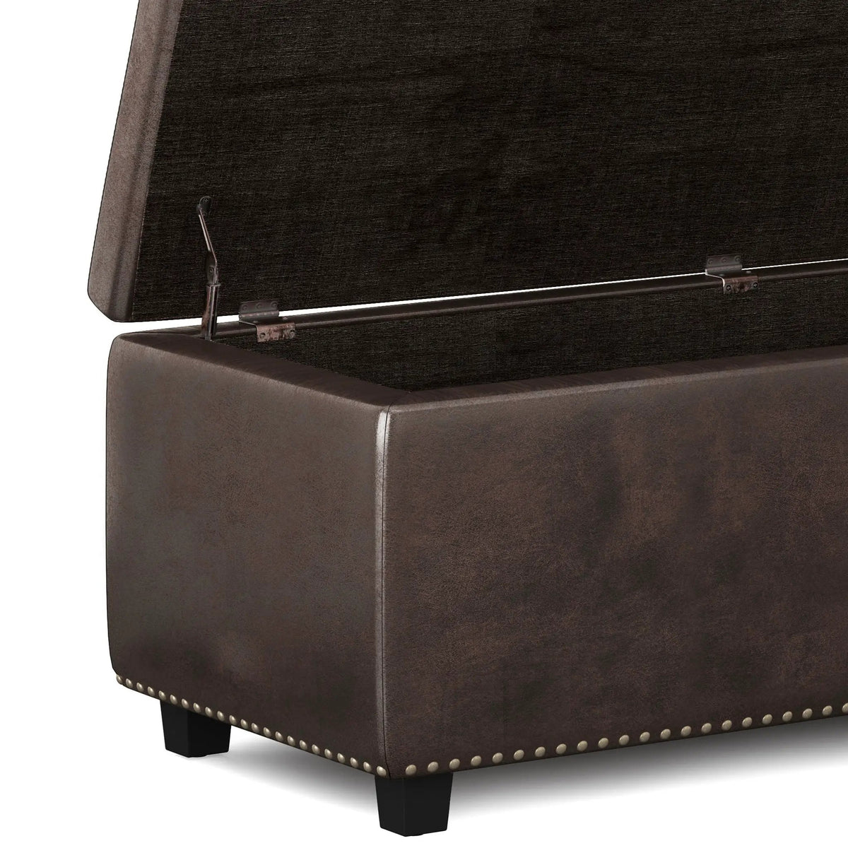 Hamilton Upholstered Storage Ottoman | Child Safety Hinge | Large Interior Storage | 47.6 Inch Length