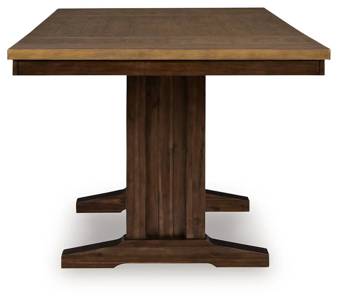 Rylandeen Counter Height Extension Table | Light Brown And Dark Brown | 86 Inch Width | One Leaf