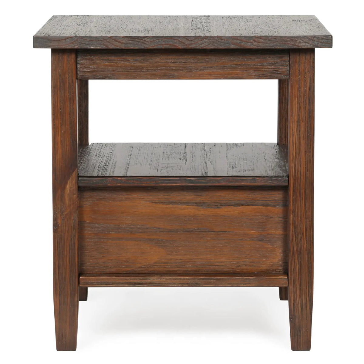 Warm Shaker Solid Wood Table | Bottom Drawer | Open Shelf Storage