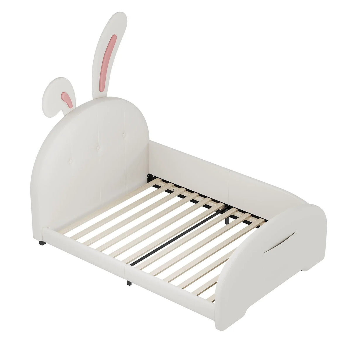 Upholstered Rabbit-Shape Princess Bed | Headboard And Footboard | Humidity Resistant Frame | 51.2 Inch Height