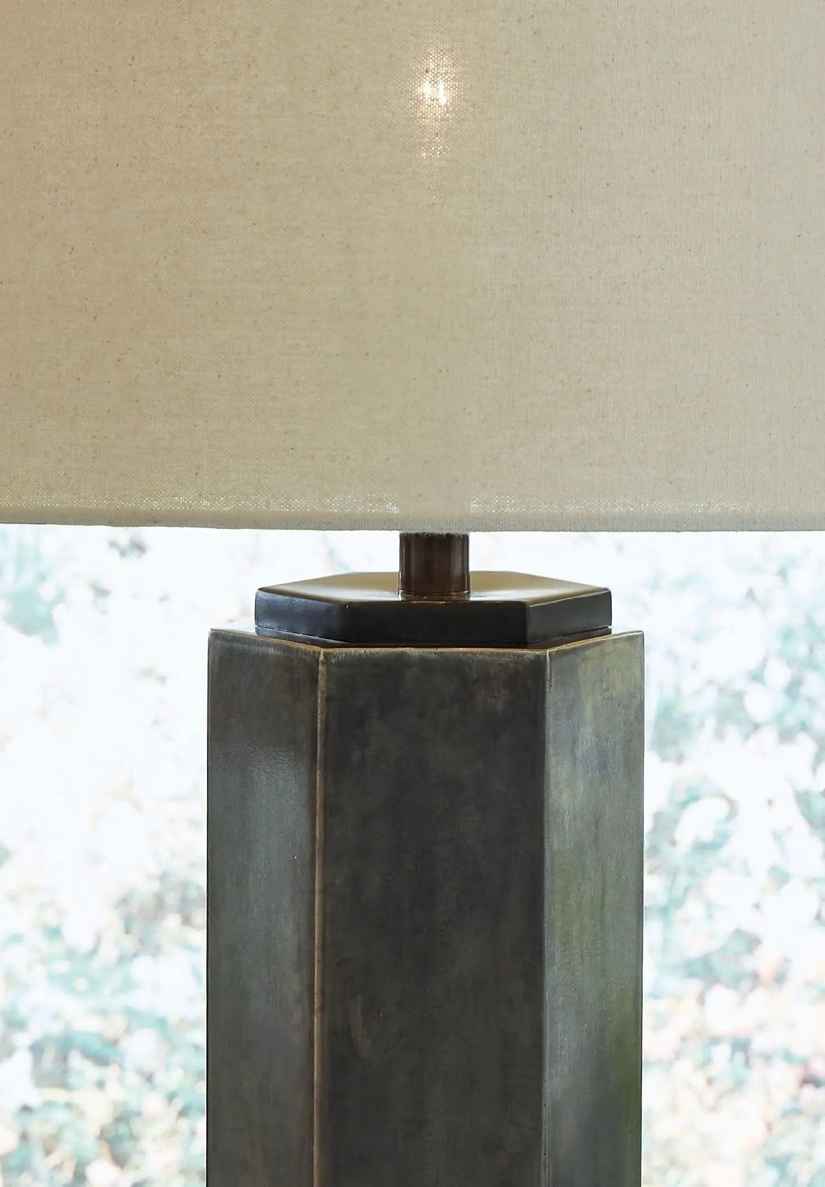 Dirkton Metal Table Lamp | 17.13 x 17.13 x 31.38 in | Fabric & Metal | Antique Pewter Finish
