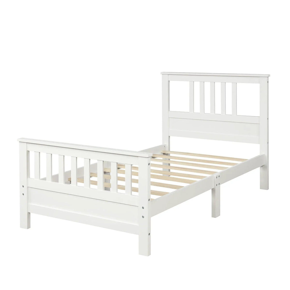 Platform Bed | Solid Pine Frame | Paneled Headboard | Wood Slats