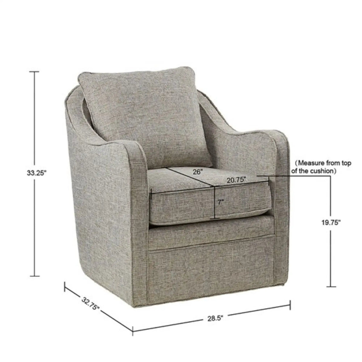 Wide Seat Swivel Arm Chair | 360 Degree Rotation | 300 Lb Capacity | Loose Back Pillow
