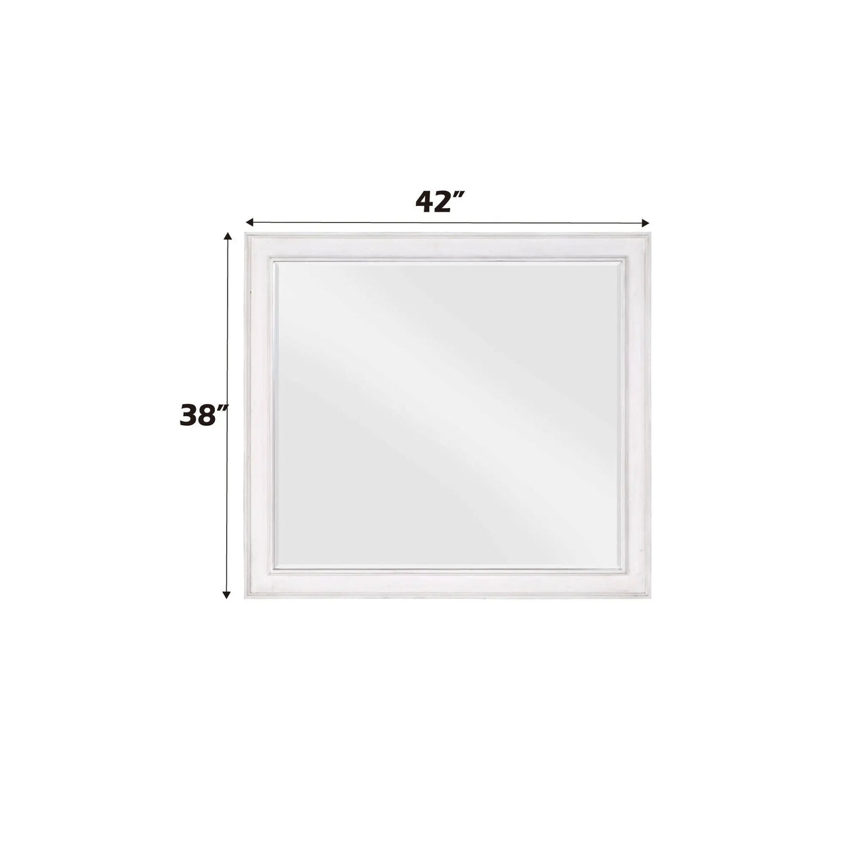 Katia Weathered Mirror | White | 1 Inch Beveled Edge | 42 Inch Width