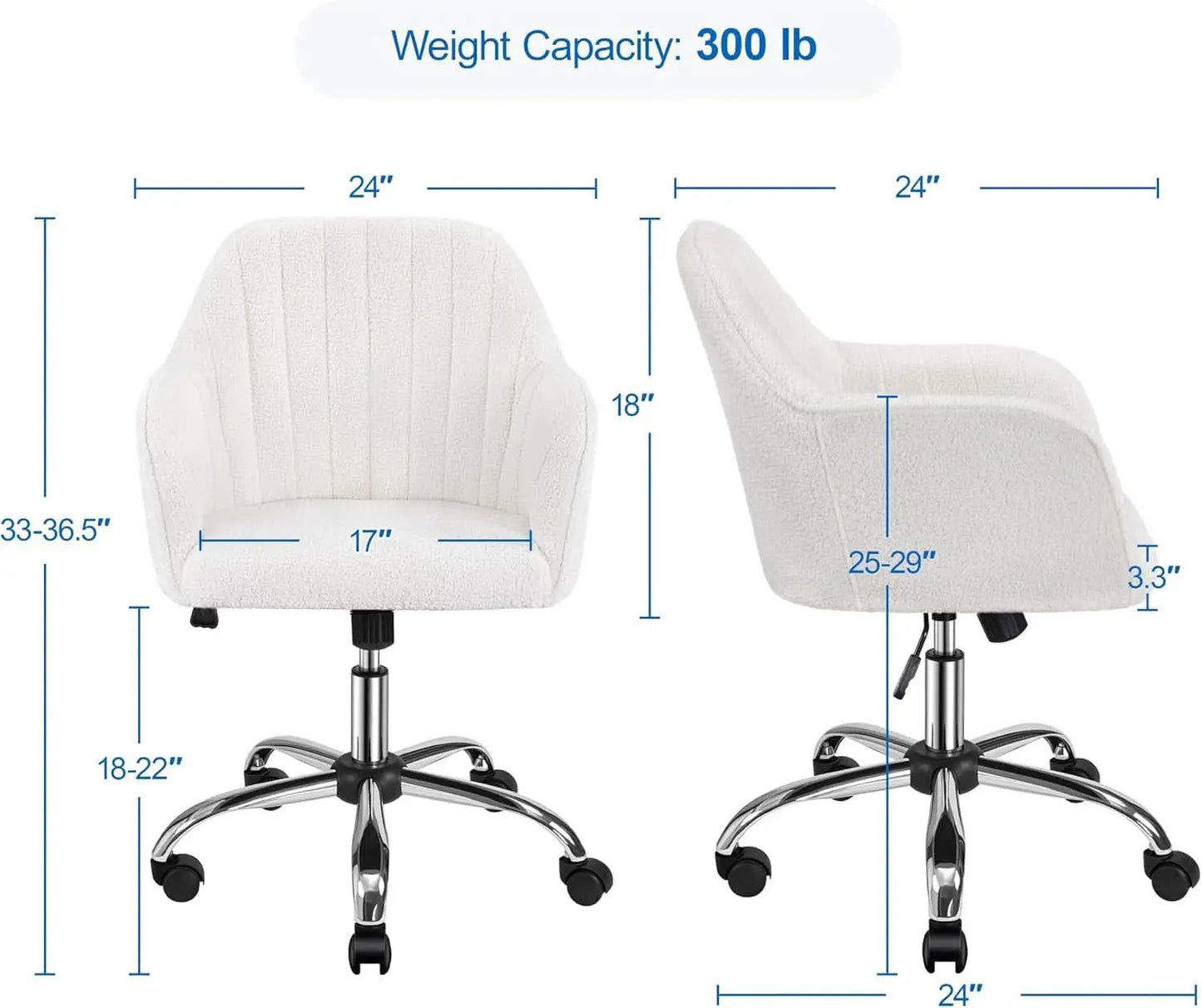 Ivory Boucle Vanity Chair Height Adjustable Makeup Desk Chair from PriceLows™