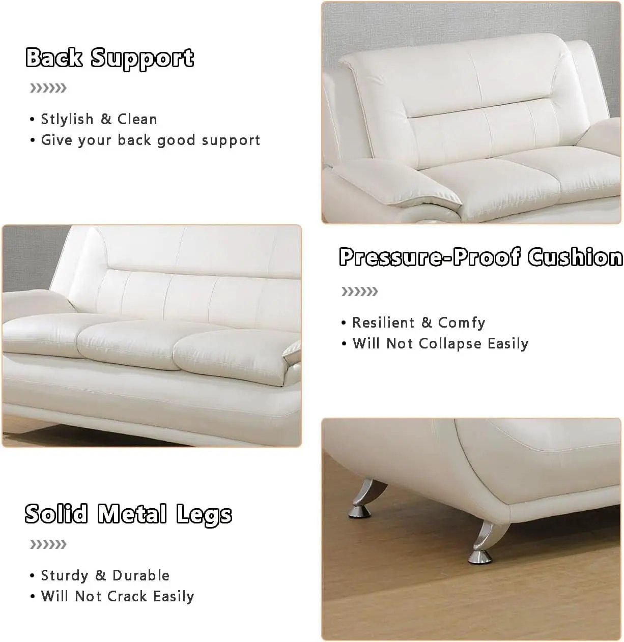 Creamy White 2 Piece Sofa Set Living Room Modern Style from PriceLows™