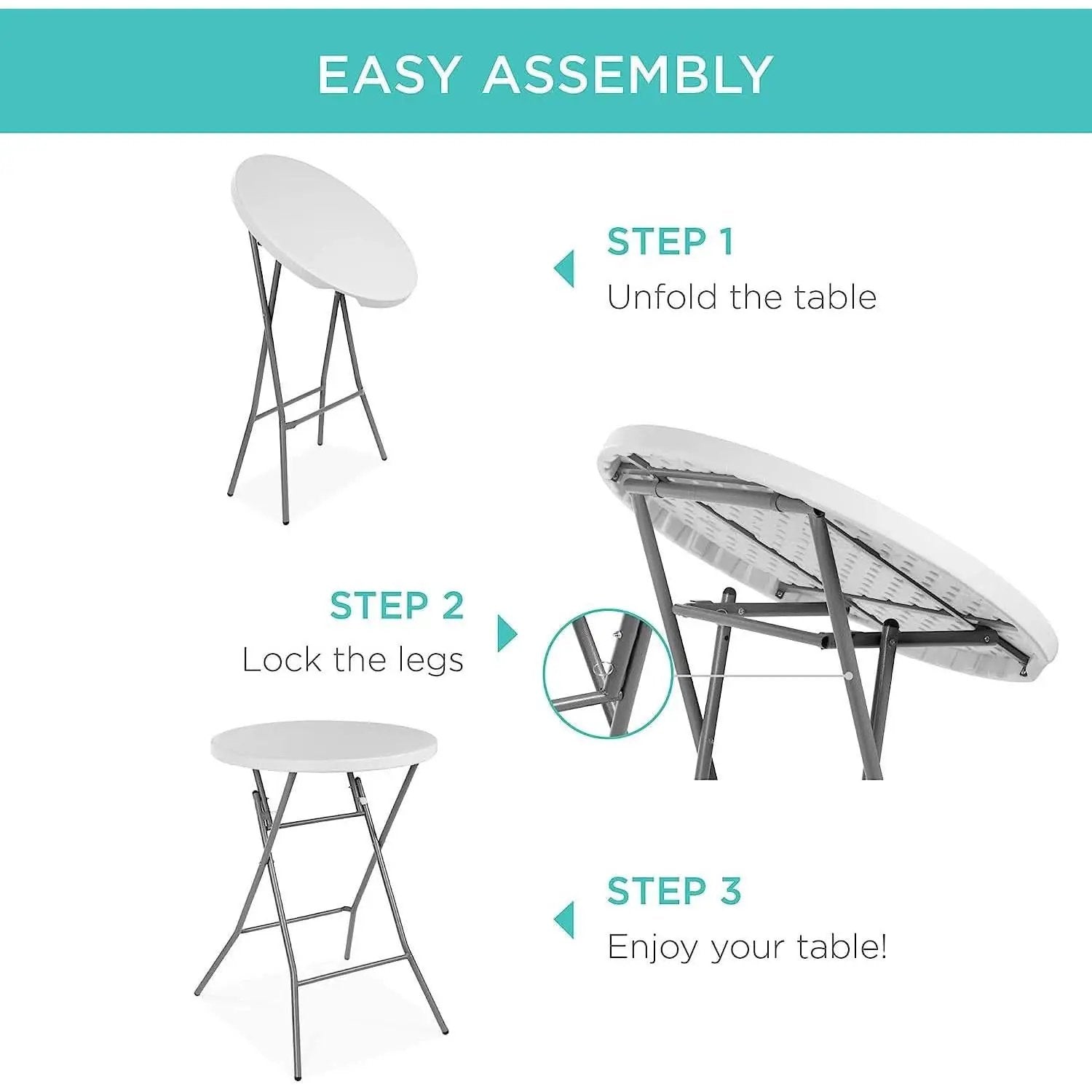 Bar Height Folding Table Indoor Outdoor Patio Table from PriceLows™
