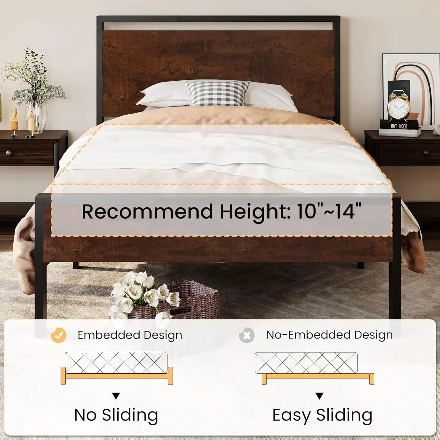 Twin Platform Bed Frame With Under Bed Storage Industrial Style from PriceLows™