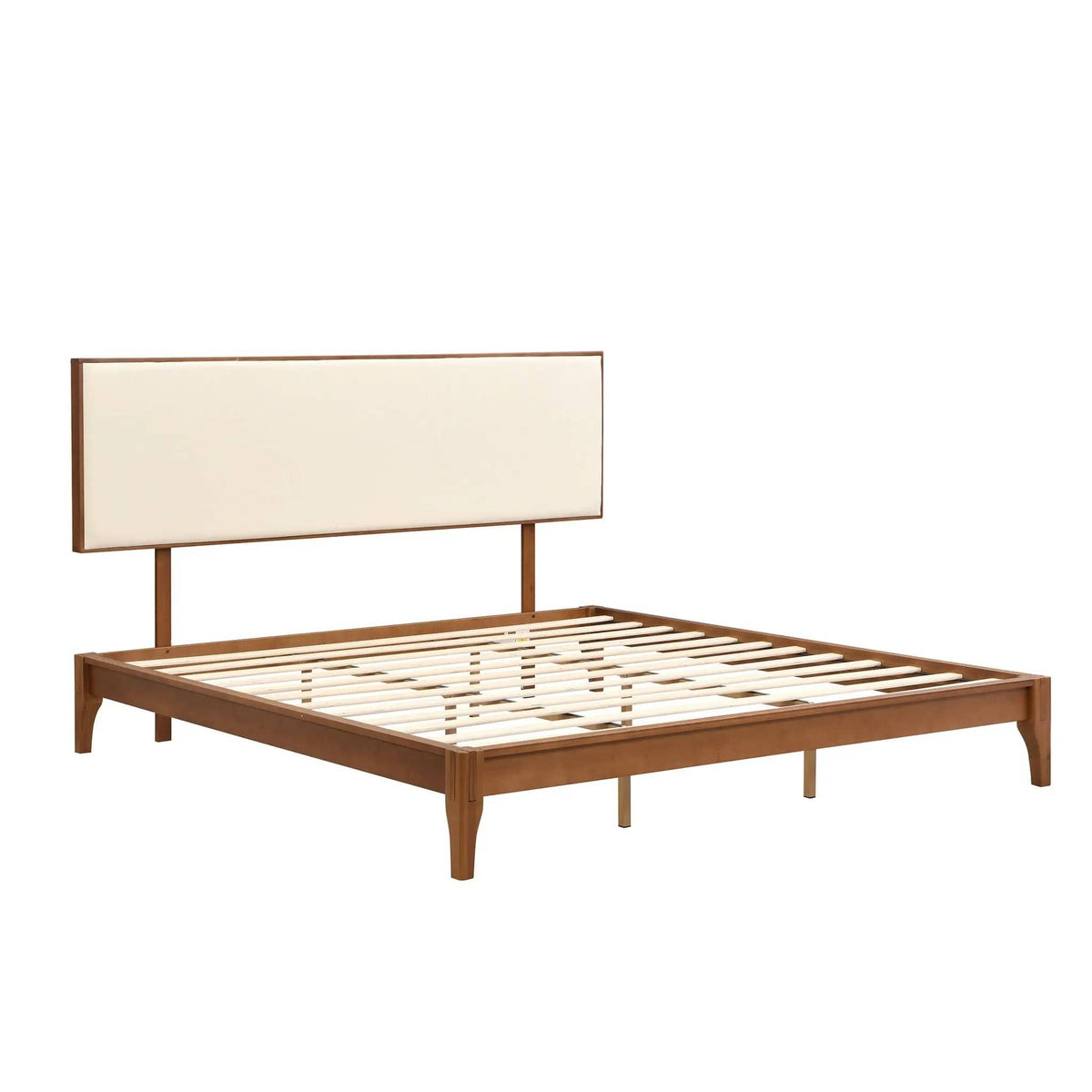 King Size Solid Dry Bamboo Wood 12" Platform Bed With Adjustable Bamboo Headboard - | 83.9 x 79.8 x 48.2 in | Bamboo & Wood | Brown