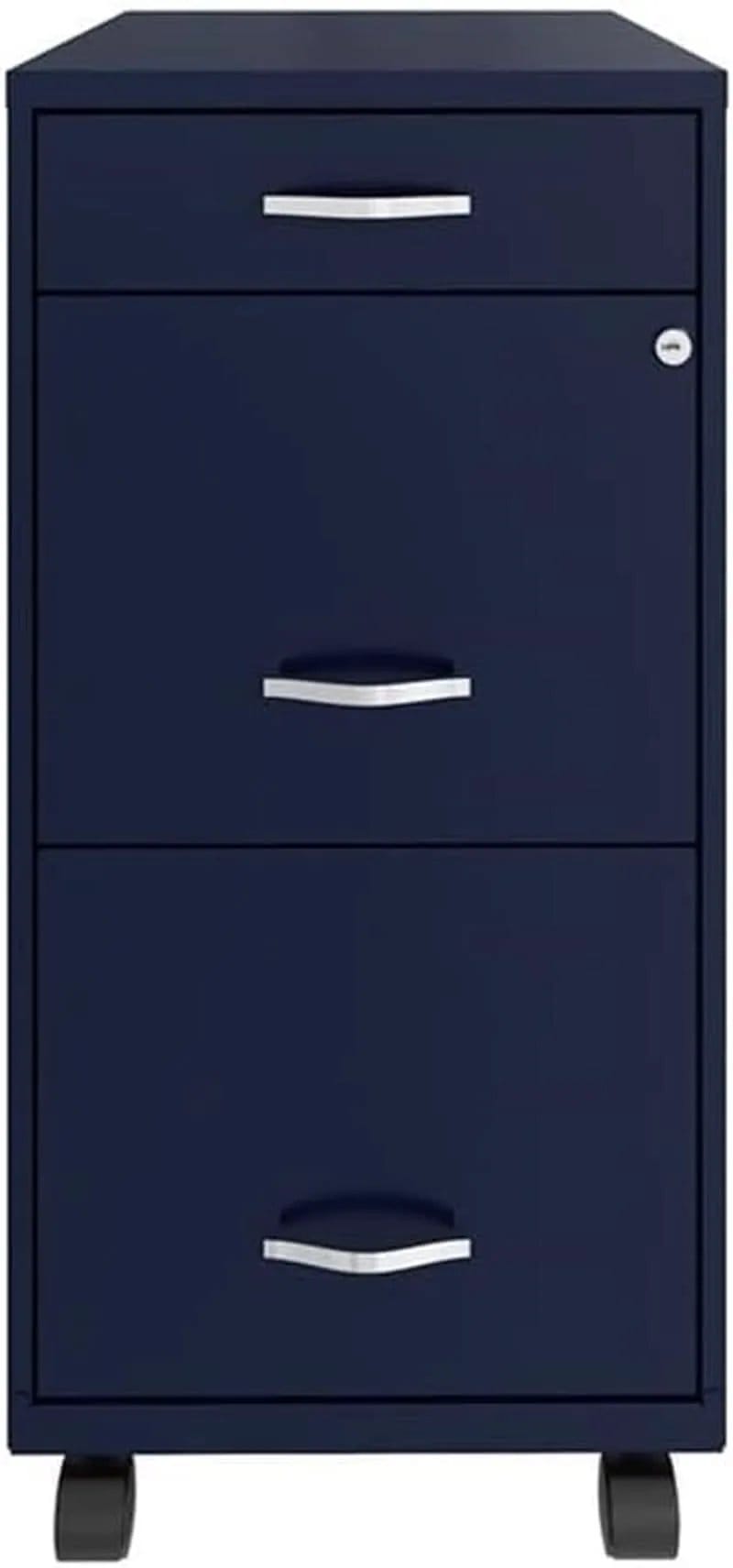 18 Inch Deep 3 Drawer Mobile Metal File Cabinet Navy With Cam Lock For Office Organization from PriceLows™