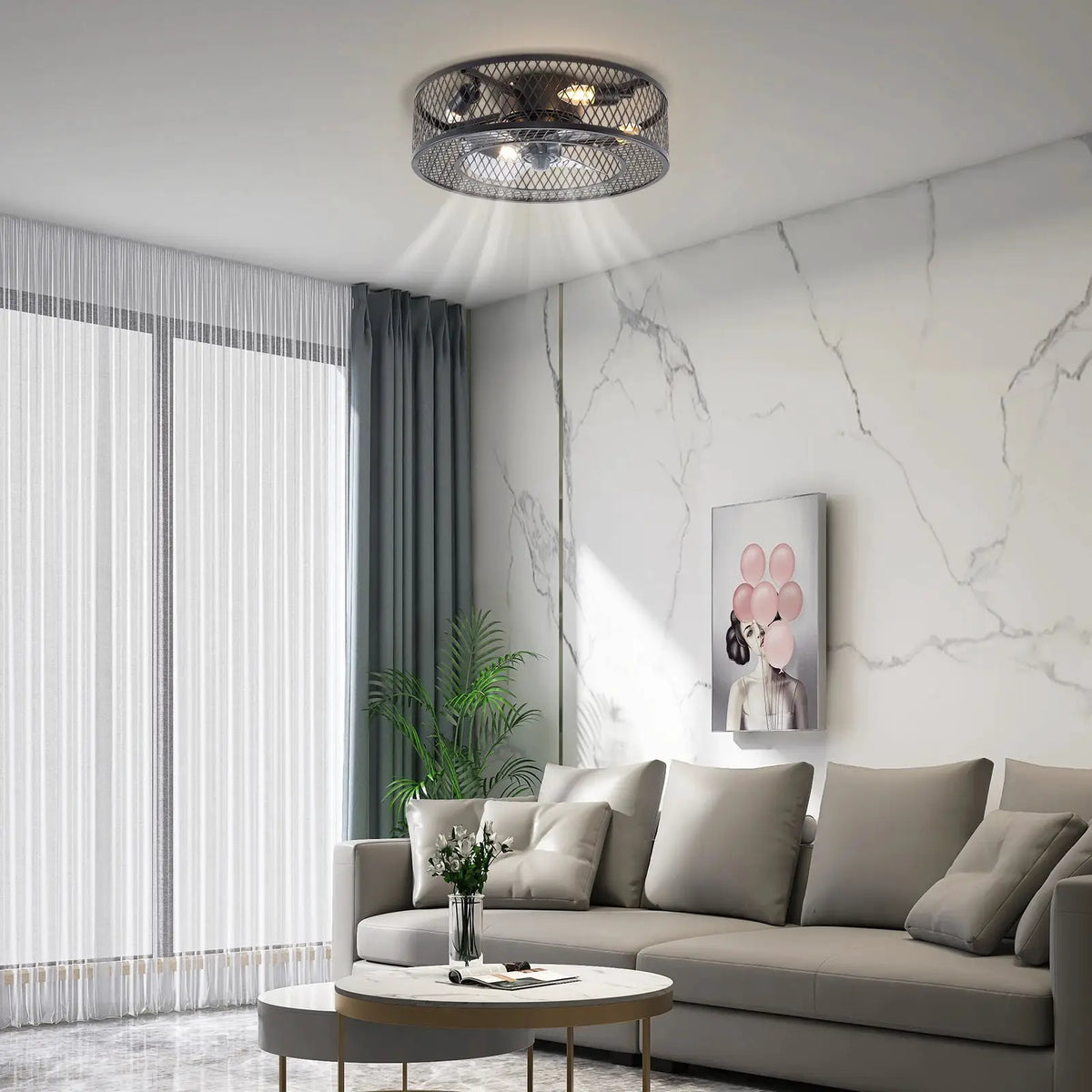 18 Inch Fan Pendant Light Black - Without Light Source E27 * 4 for Living Rooms, Restaurants, Bedrooms Foyers, Farmhouses, Bars from PriceLows™