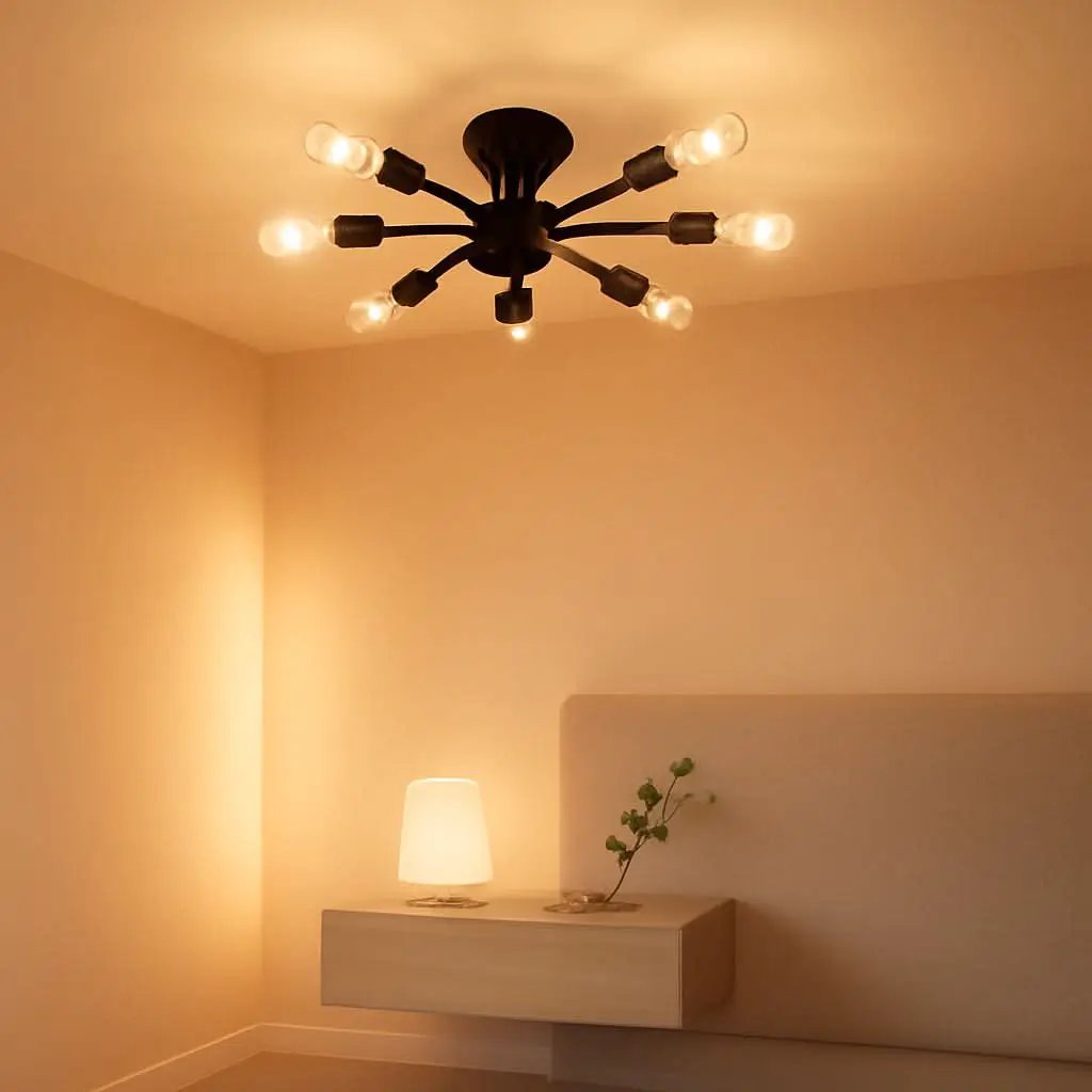 6 Light Matte Black Sputnik Semi Flush Chandelier 2 Pack from PriceLows™