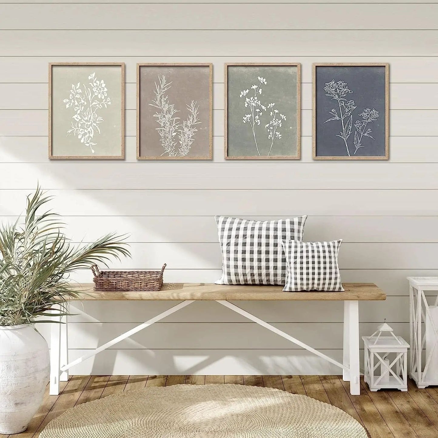 Framed Botanical Wall Art Set Of 4 With Walnut 10x10 Frames from PriceLows™