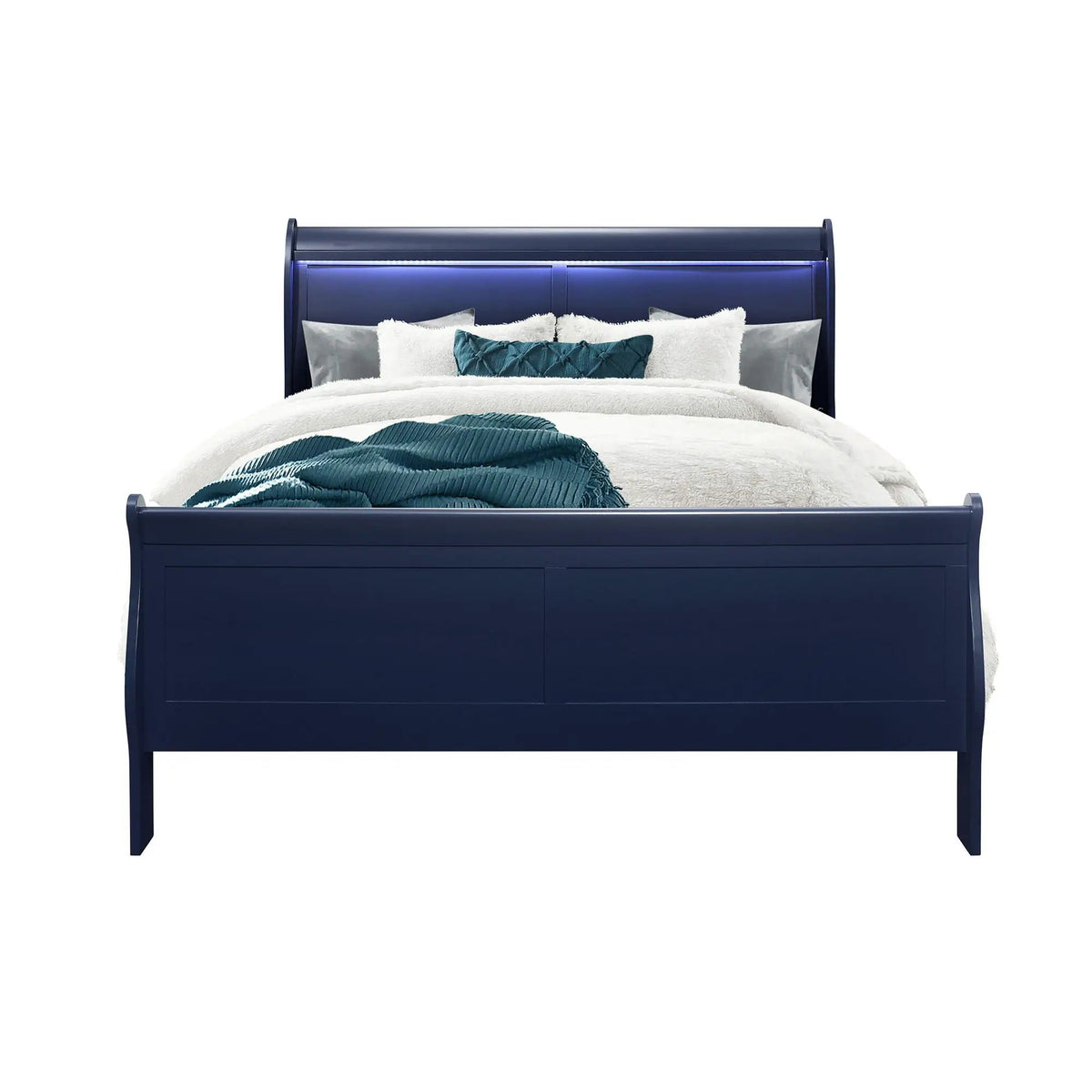 Charlston Sleigh Bed | Integrated LED Lighting | Modern Sleigh Design | 84.5 Inch Length