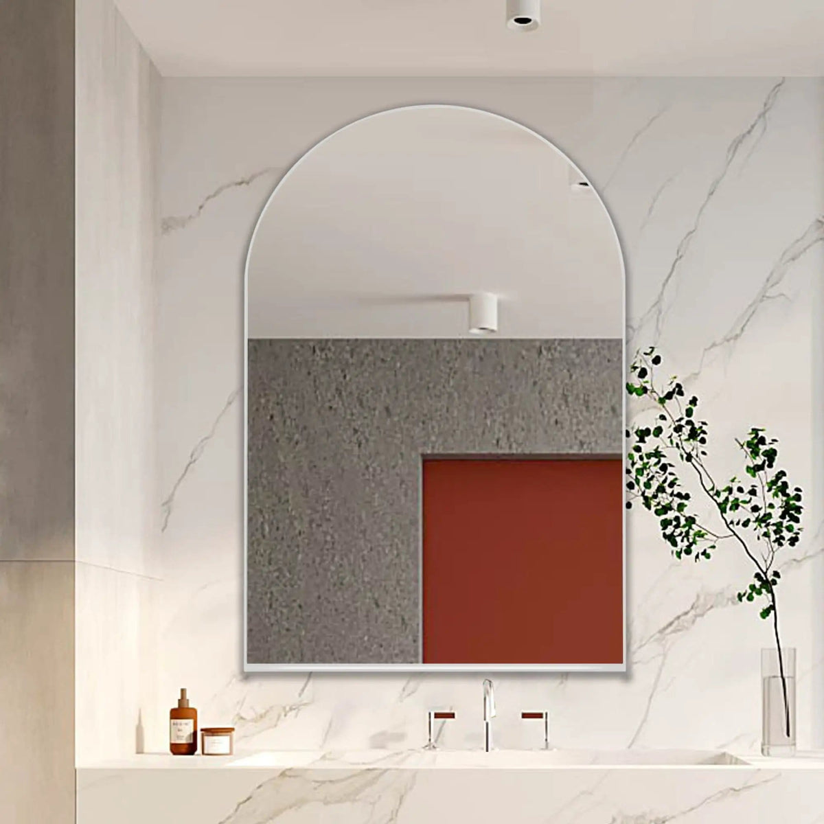 Arched Recessed Medicine Cabinet, Metal Framed Bathroom Wall Cabinet With Mirror And | 3 Pieces | Metal | Bathroom
