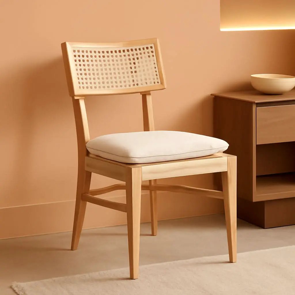 Dining Chair Natural Finish With Cane Detail Cushions from PriceLows™