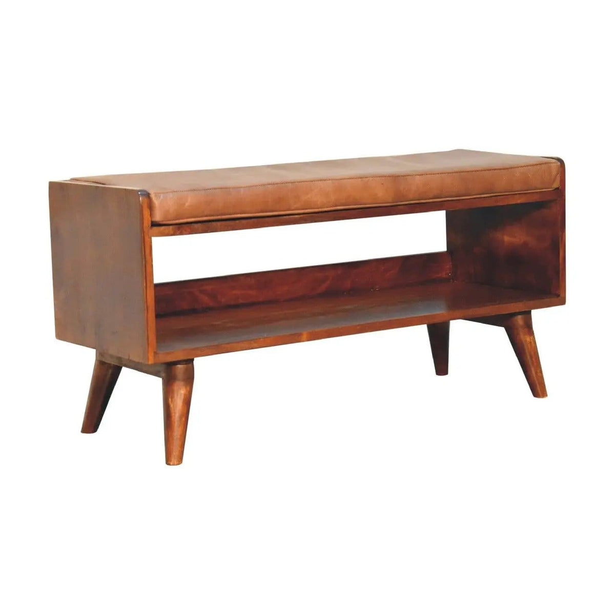Solid Wood Bench With Upholstered Sea | 3 Pieces | Mango Wood | Home